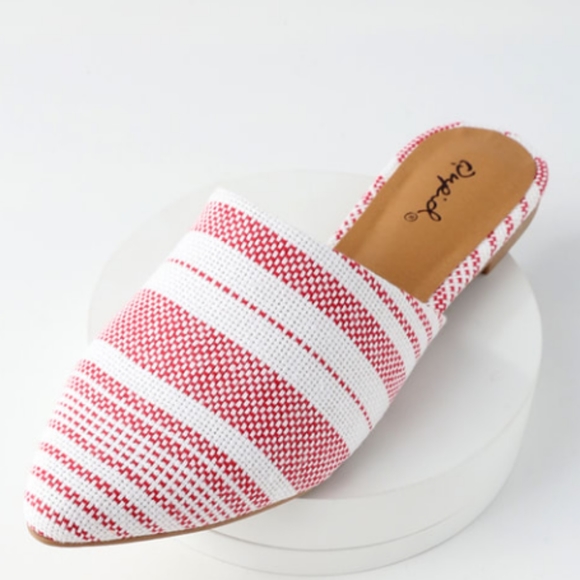 New Qupid, Gilby Red & White Striped Mules size 8.5 - Picture 3 of 4